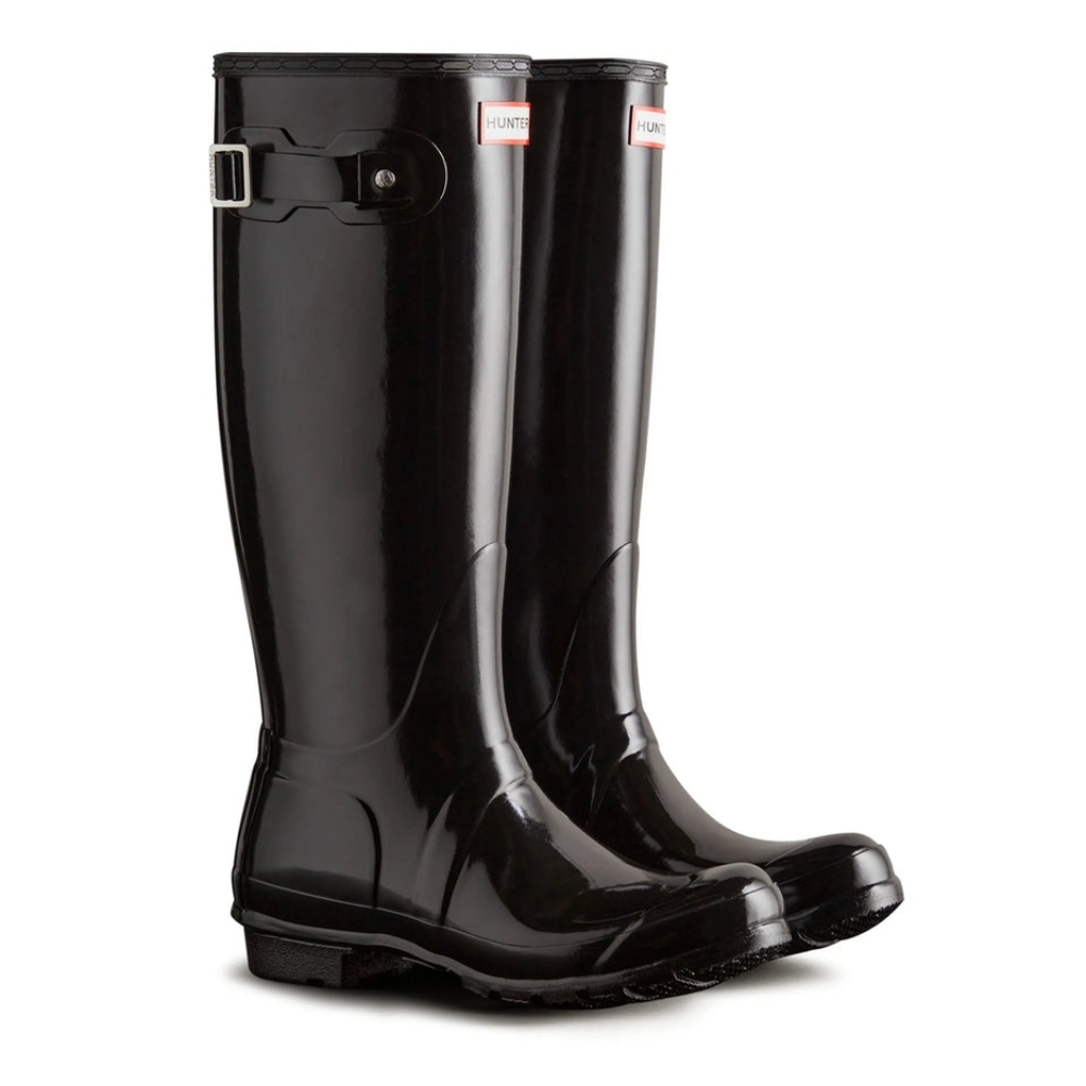 Hunter Black Knee High Glossy Rain Boots